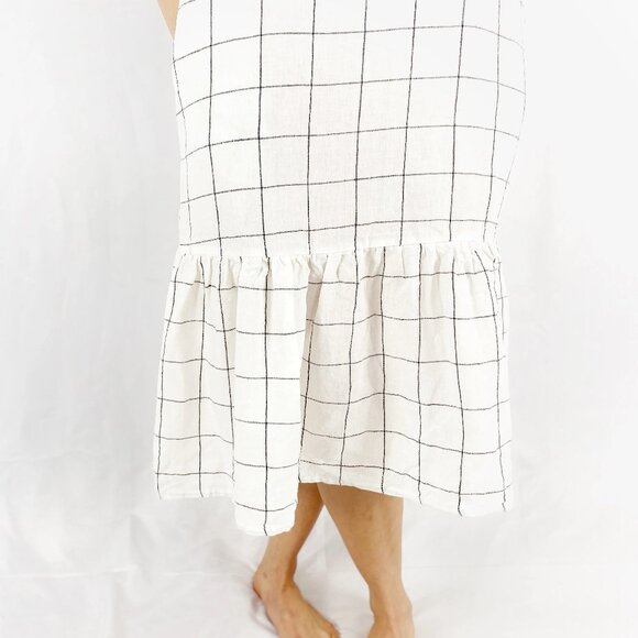 LinenbyMN Check Drop Ruffle Dress, size small with belt and pockets - Picture 3 of 8
